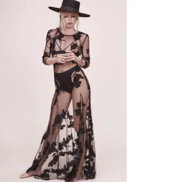 Made4walkin | Dresses | Orchid Boho Sheer Mesh Maxi Dress | Poshmark